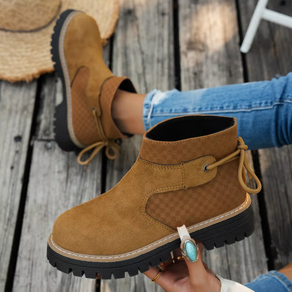 Sarah Express Women's Block Heel Ankle Boots - Suede Mid Heel Booties