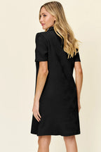 Sarah Express Women’s Plus Size Textured Collared Short Sleeve Dress
