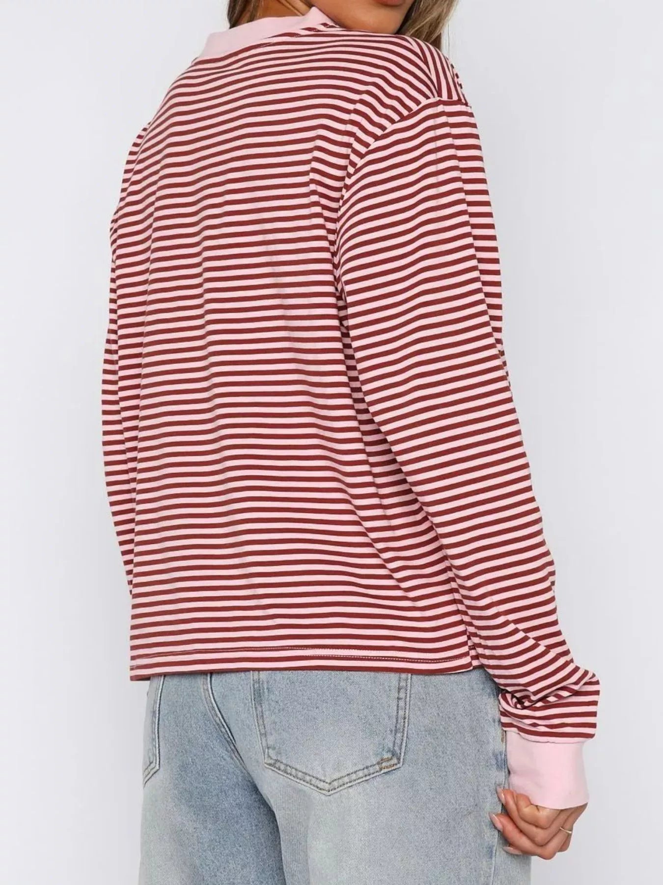 Sarah Express Women's Striped Oversized Round Neck Sweatshirt