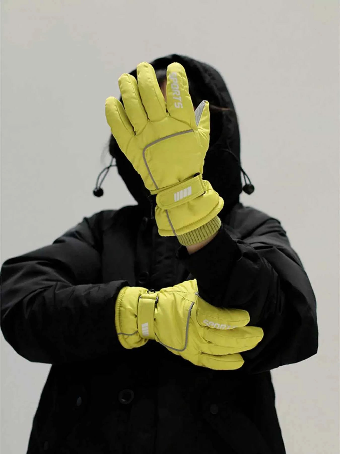 Sarah Express Women's Waterproof Outdoor Winter Gloves - Thermal Insulated Light Yellow One Size