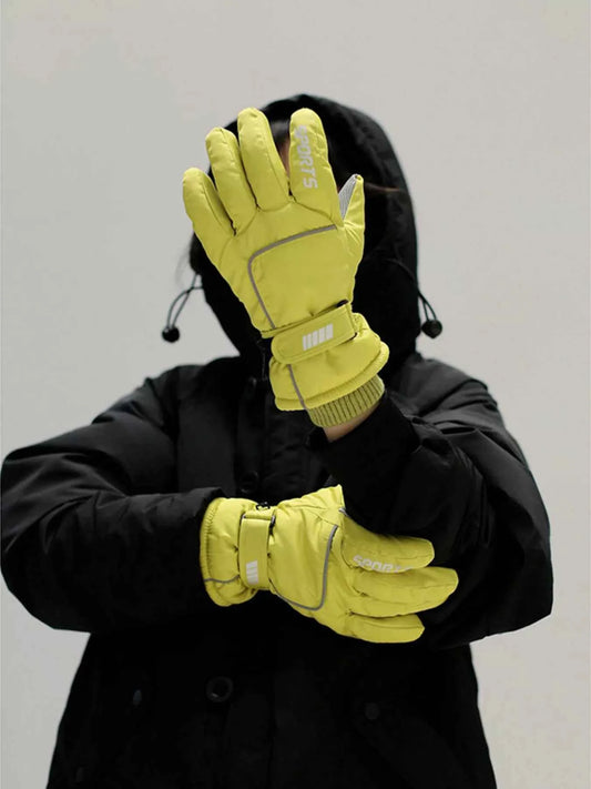 Sarah Express Women's Waterproof Outdoor Winter Gloves - Thermal Insulated Light Yellow One Size
