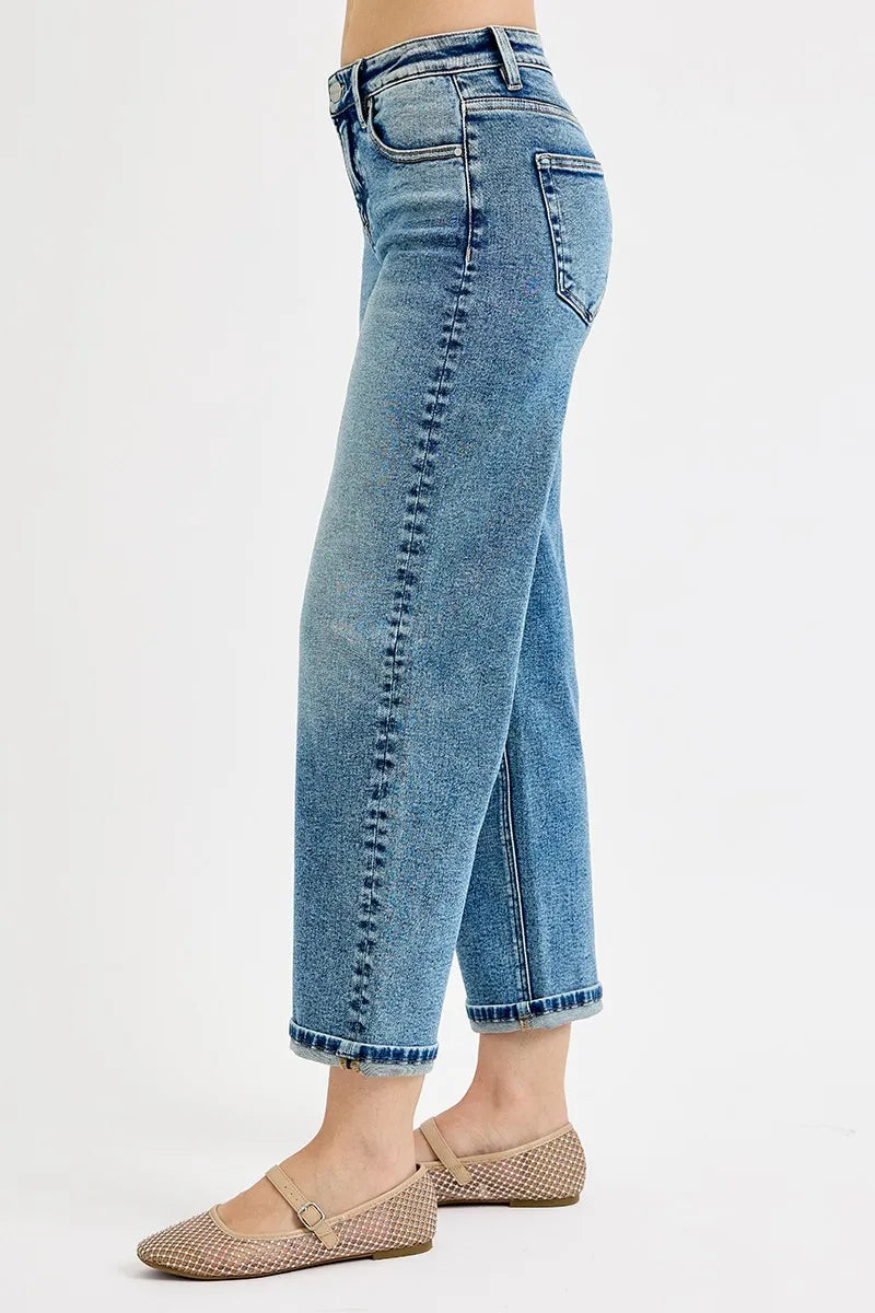 Sarah Express Women’s Plus Size High Rise Cropped Boyfriend Jeans
