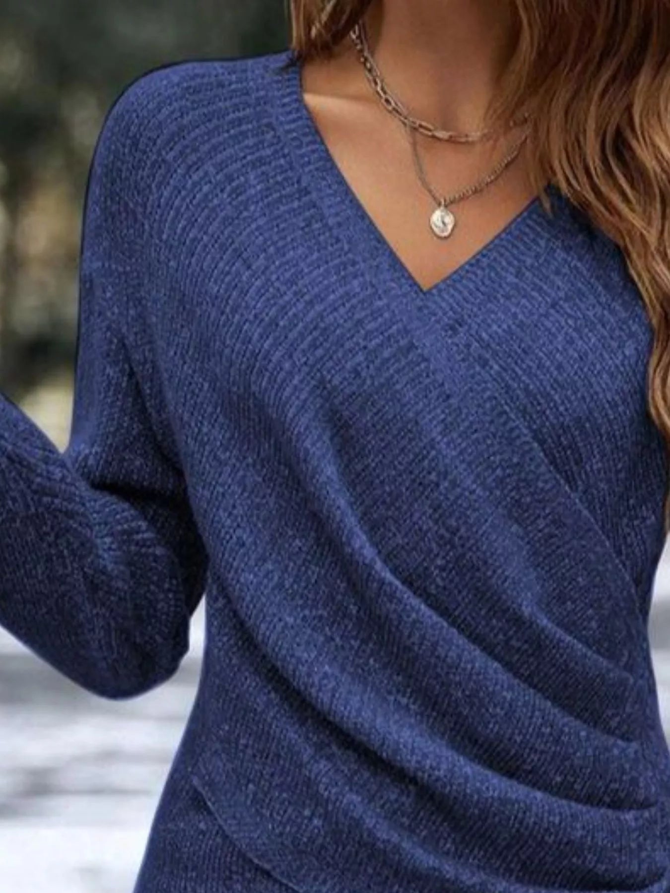 Sarah Express Women's Surplice Long Sleeve Knit Top