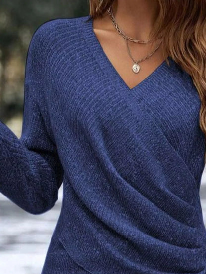 Sarah Express Women's Surplice Long Sleeve Knit Top