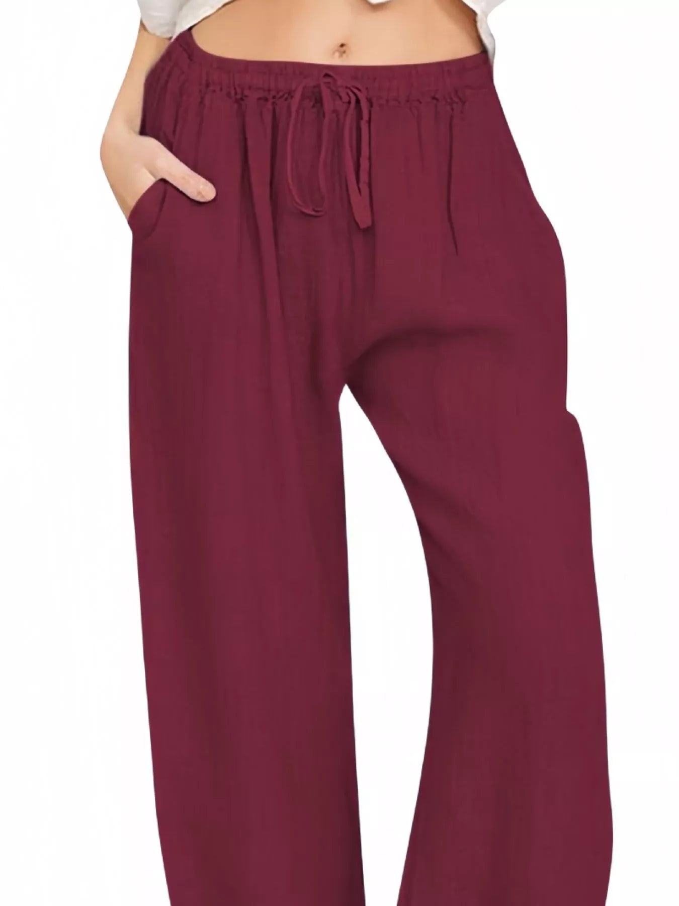 Sarah Express Women's Casual Wide Leg Pants with Drawstring