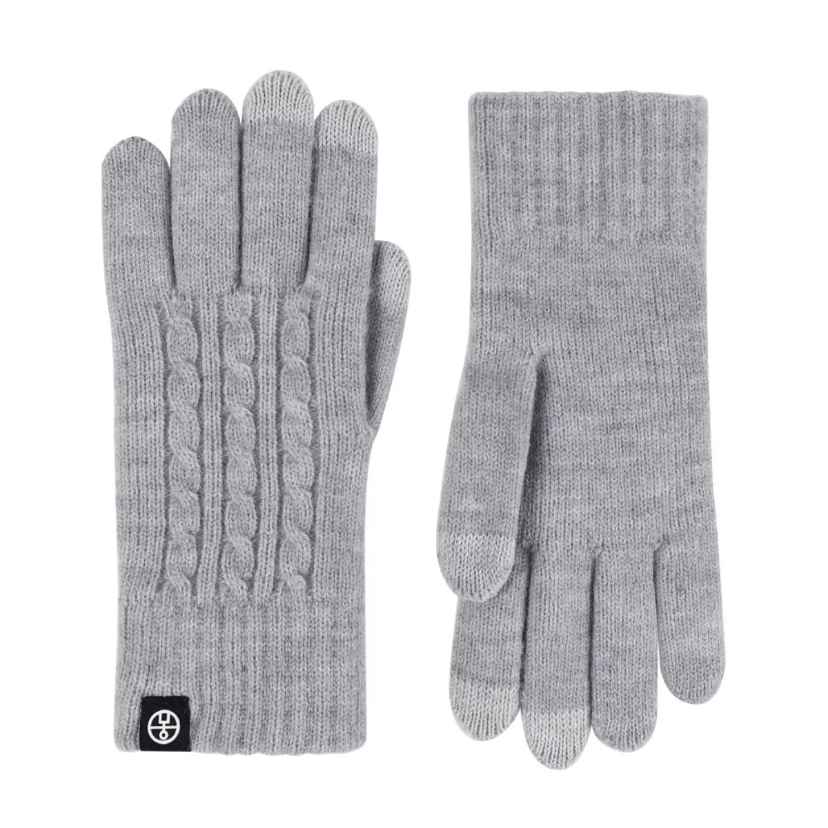 Sarah Express Women's Cable Knit Touchscreen Gloves Light Gray One Size