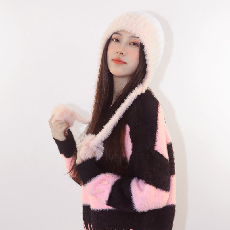 Sarah Express Women's Fleece Lined Knit Beanie Hat with Pom Pom