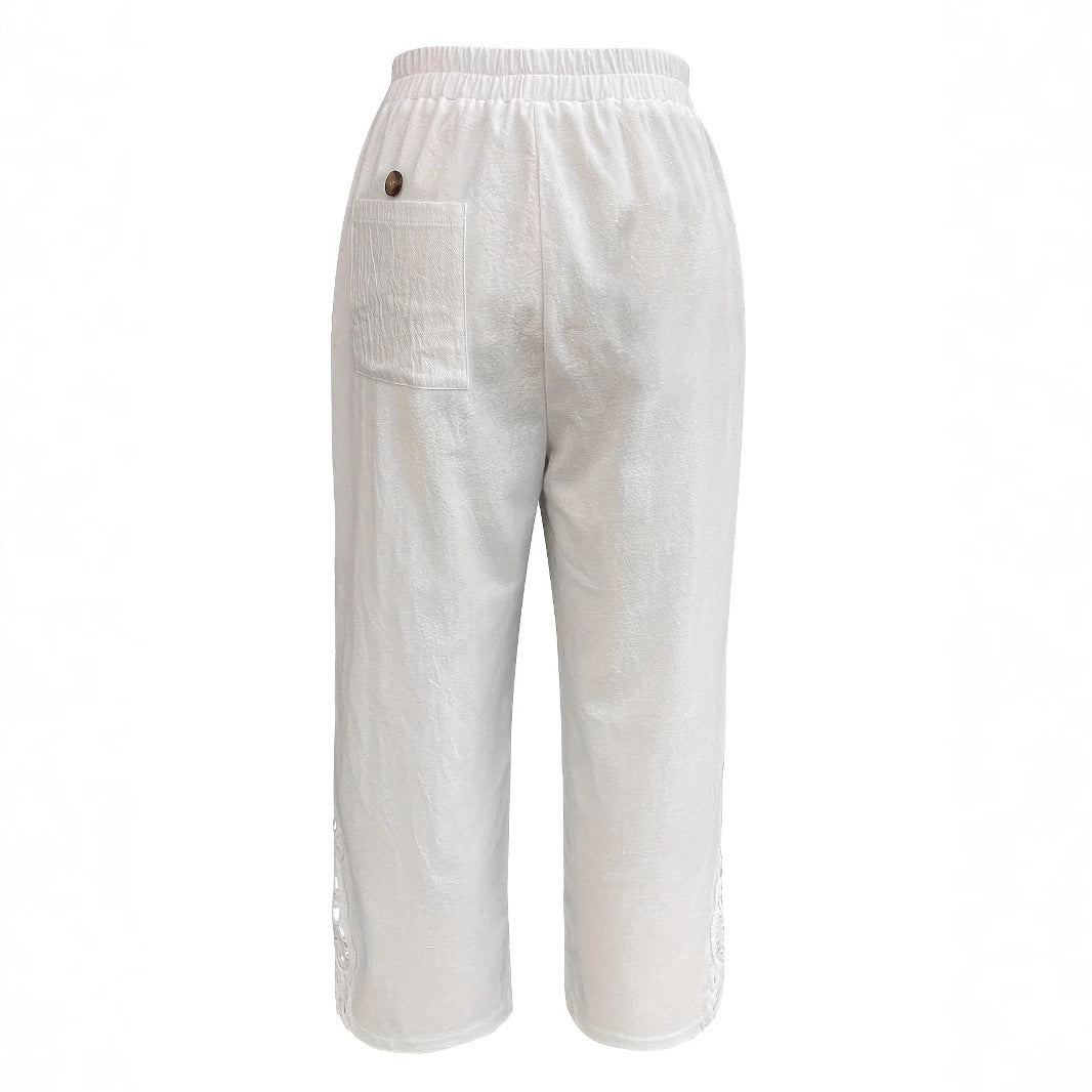 Sarah Express Women's Mid-Rise Straight Leg Baggy Trousers Casual Pants