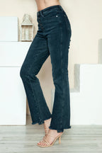 Sarah Express Women’s Plus Size High Rise Distressed Button Fly Straight Jeans
