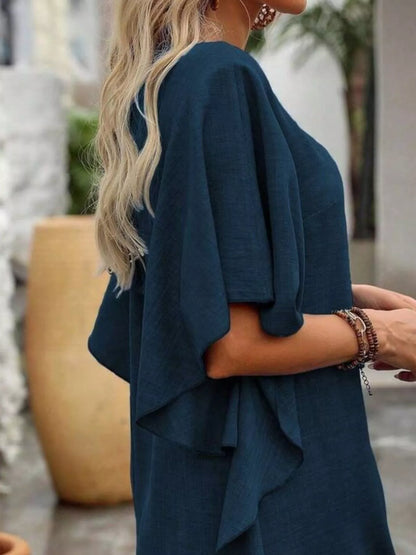 Sarah Express Women's Ruffled Flutter Sleeve V-Neck Mini Dress