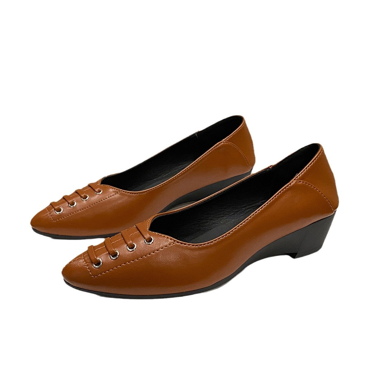 Sarah Express Women's Slip-On Loafers | Soft PU Leather Non-Slip Wedge Flats