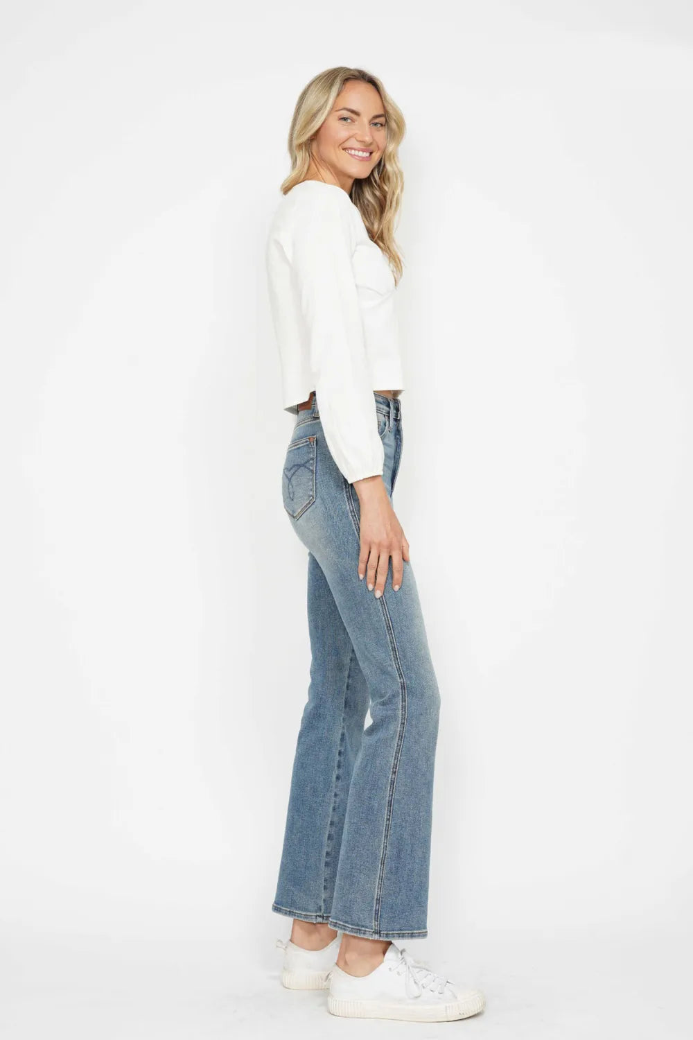 Sarah Express Women’s Plus Size Tummy Control Embroidered Bootcut Jeans