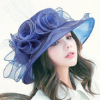 Sarah Express Women's Mesh Organza Bowler Sun Hat Breathable Foldable
