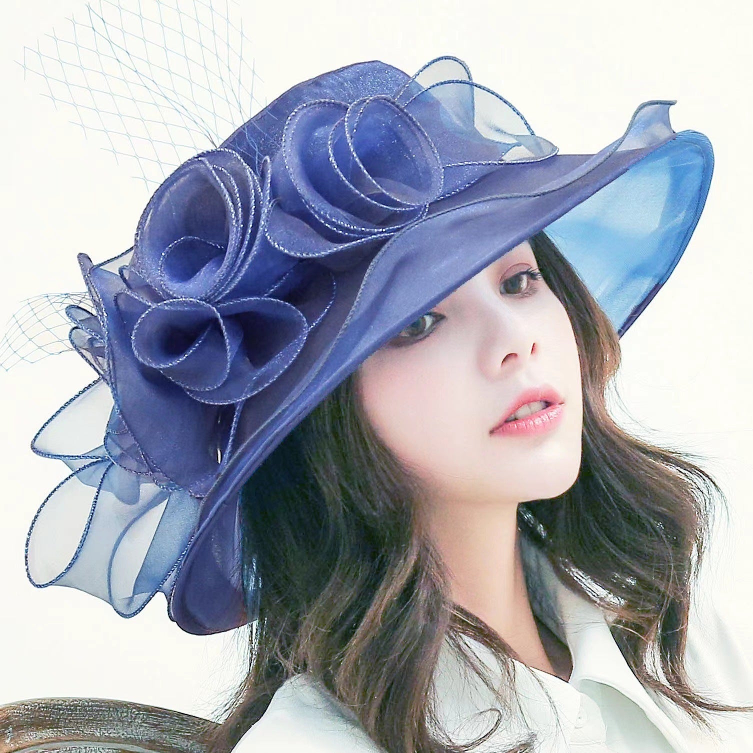 Sarah Express Women's Mesh Organza Bowler Sun Hat Breathable Foldable
