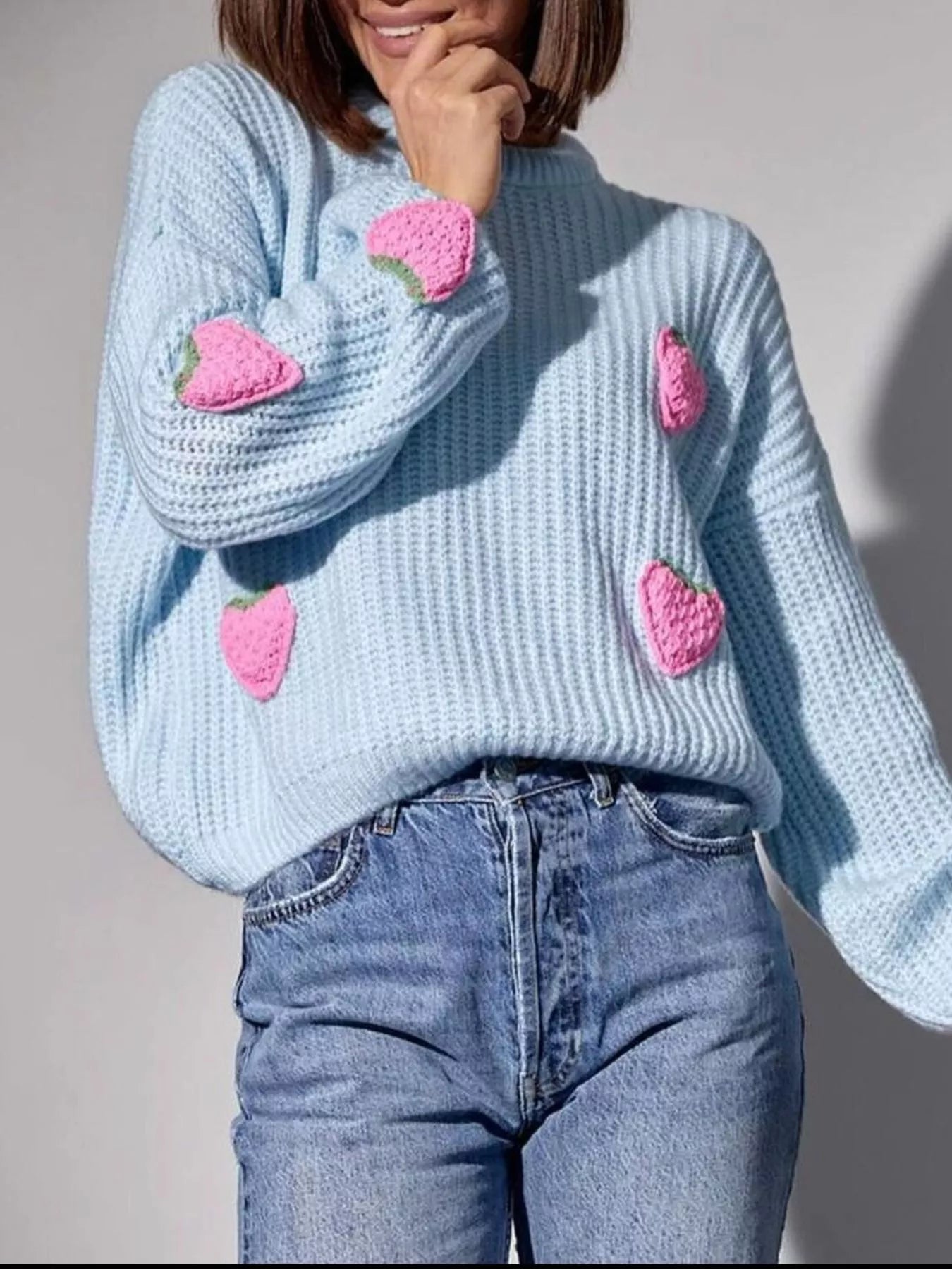 Sarah Express Women's Strawberry Button Down Cardigan