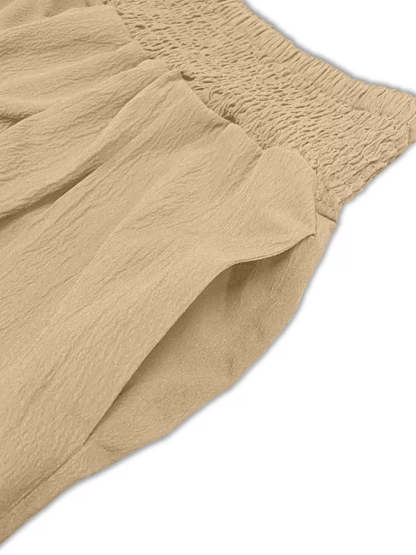 Sarah Express Women's Plus Size Smocked Waist Cropped Wide Leg Pants