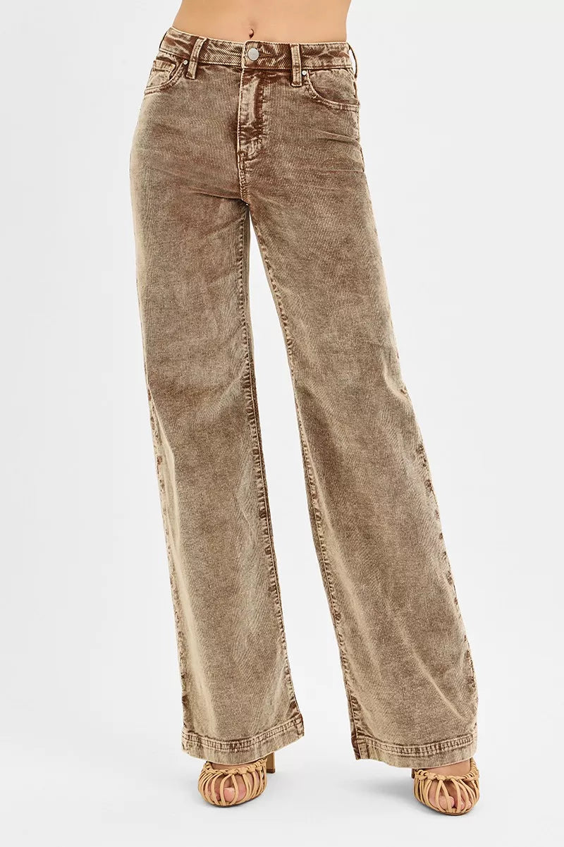Sarah Express Women’s High Rise Wide Leg Corduroy Pants Casual
