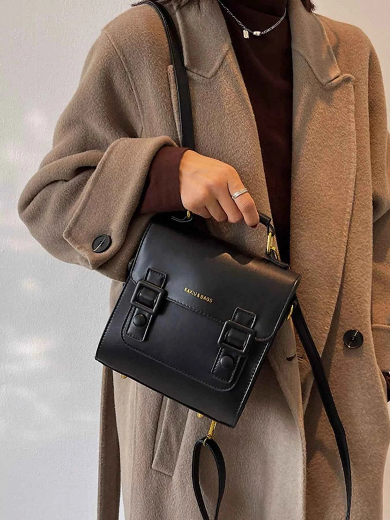 Double Buckle Square Backpack Bag