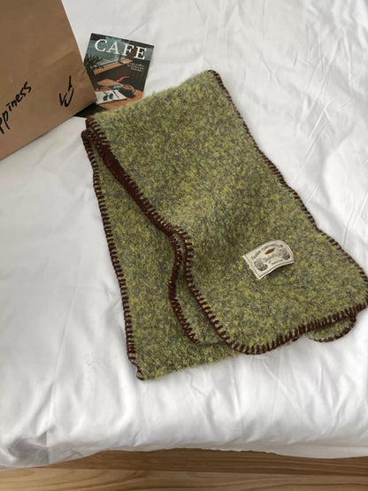 Sarah Express Women's Contrast Trim Plush Winter Scarf - Soft Warm Long Scarf