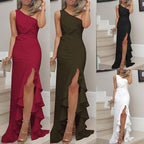 Sarah Express Off-Shoulder Ruffled Maxi Evening Dress with Slit
