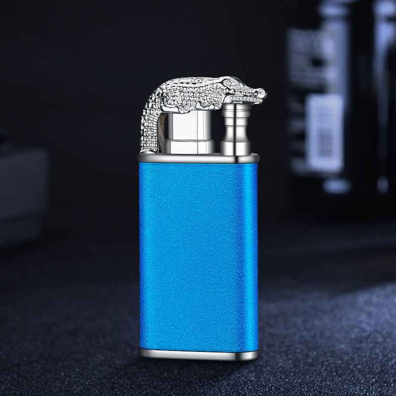 Sarah Express Blue Flame Metal Lighter - Windproof Butane Lighter with Dolphin Dragon Design