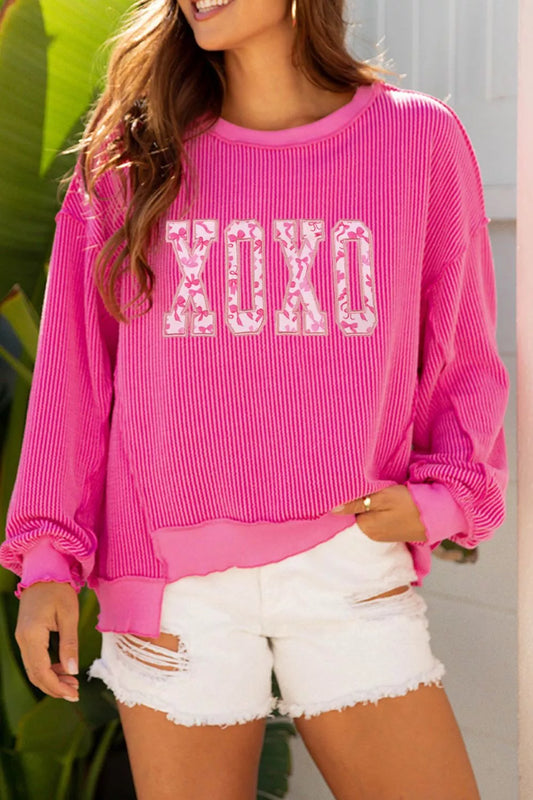 Sarah Express Women's XOXO Twisted Ribbed Long Sleeve Top