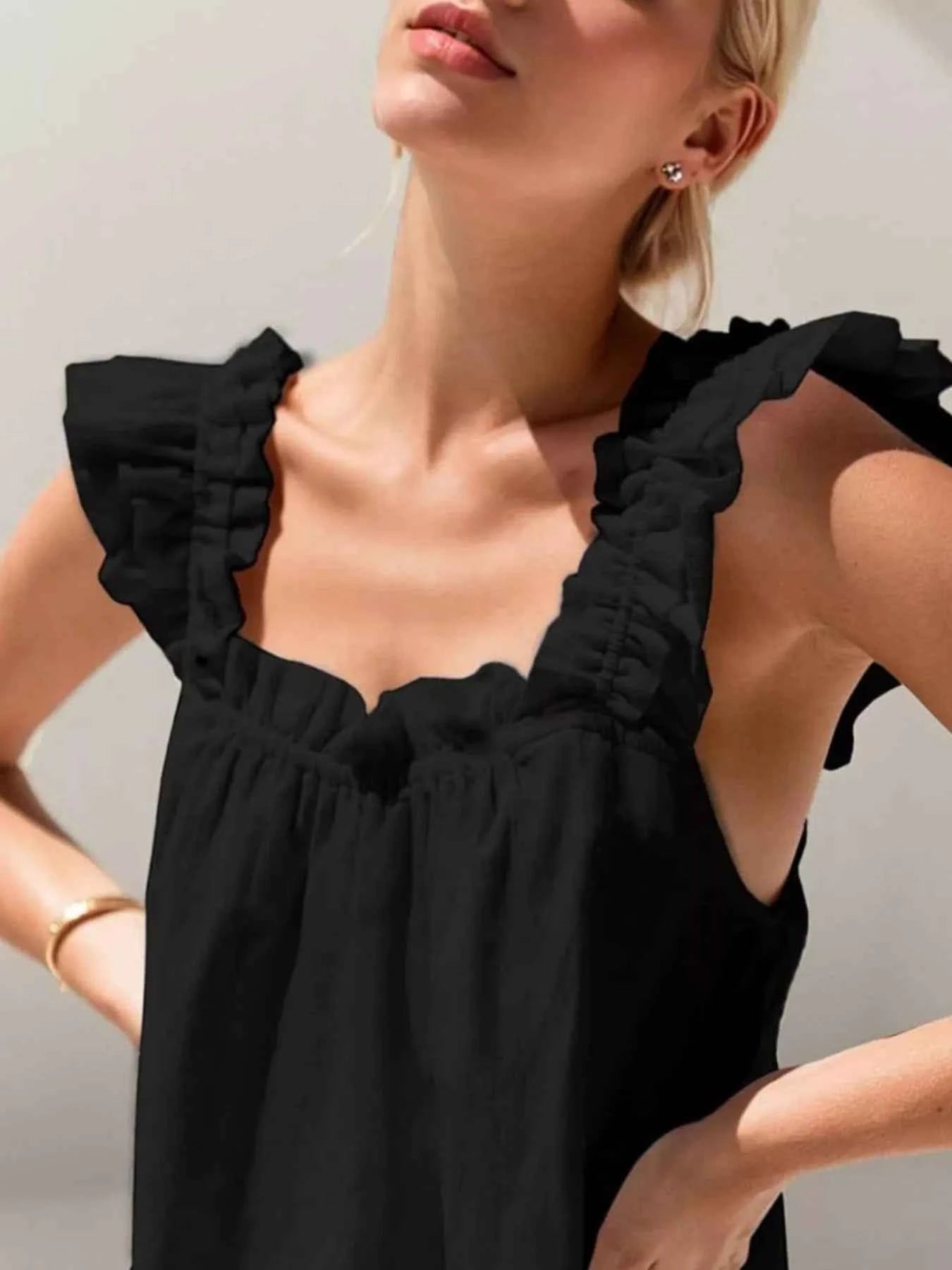 Ruffle Trim Tank and Shorts Set