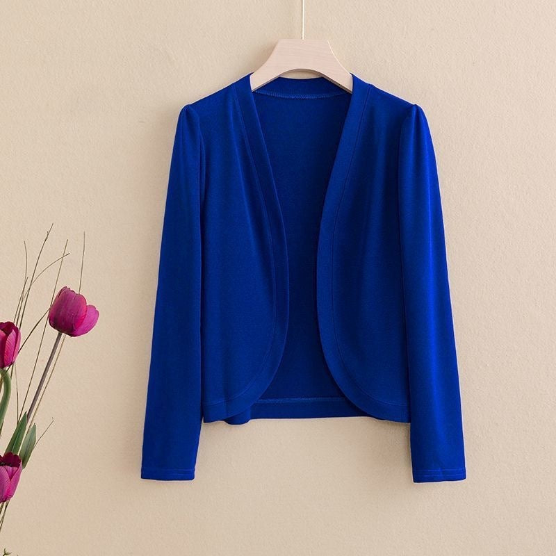 Sarah Express Shawl Collar Short Cardigan Lightweight Slim Fit Solid Color