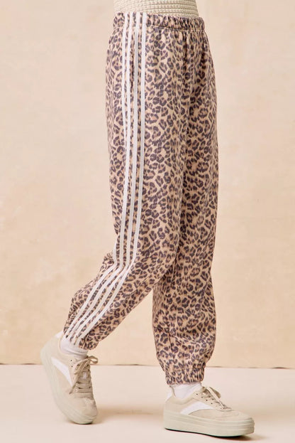 Sarah Express Women's Side Lines Leopard Track Pants