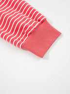 Sarah Express Women's Striped Puff Sleeve Hoodie with Drawstring