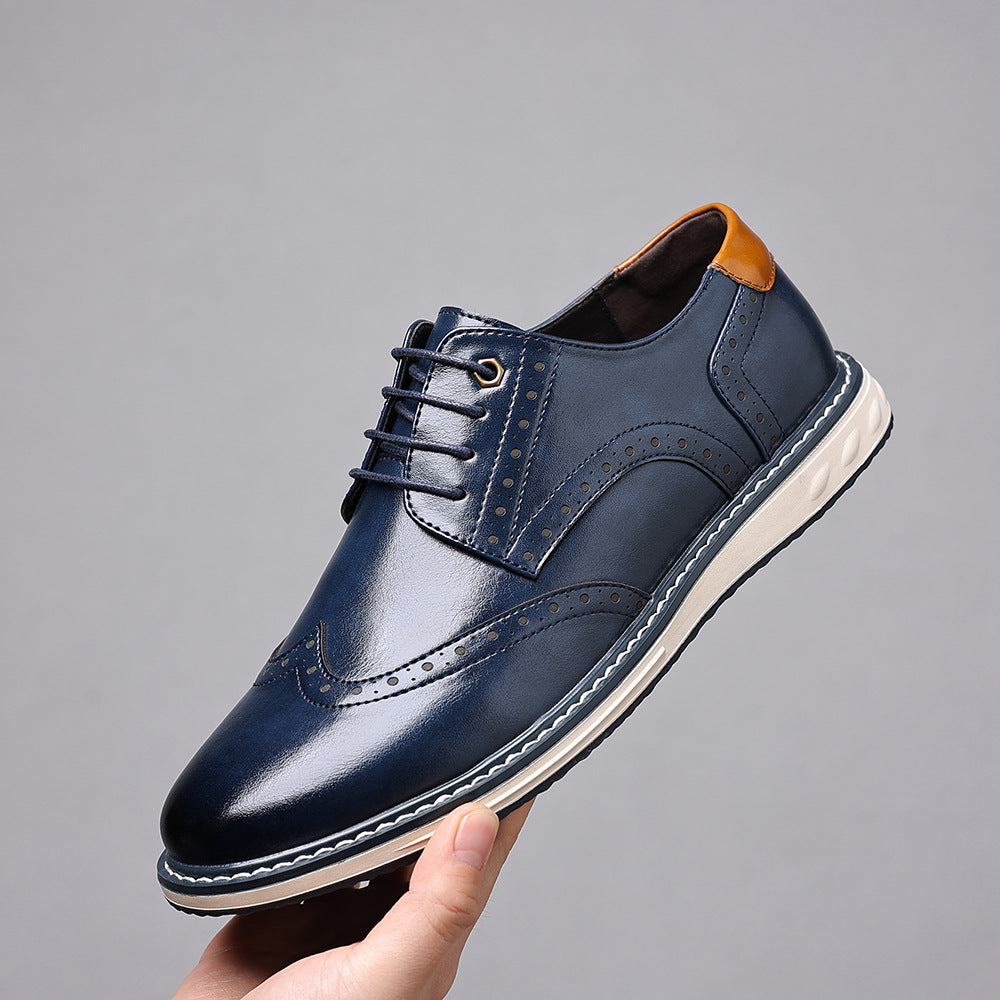 Sarah Express British Mens Business-Casual Leather Shoes Blue