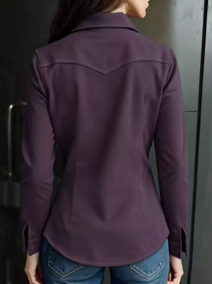 Sarah Express Women's Suede Button-Down Shirt