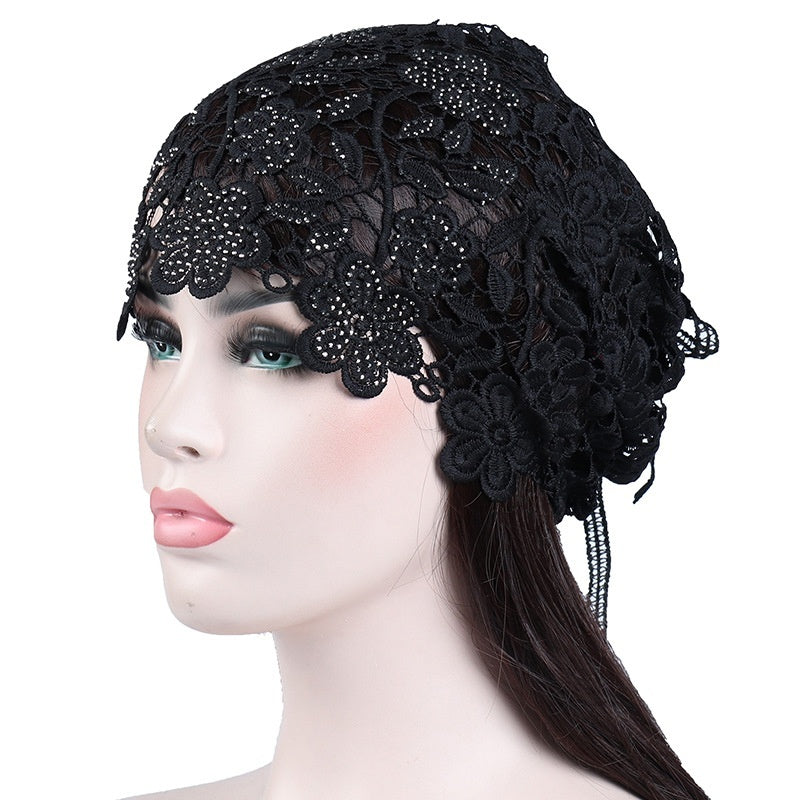 Sarah Express Ethnic Floral Lace Head Wrap Turban Breathable Pullover Hat