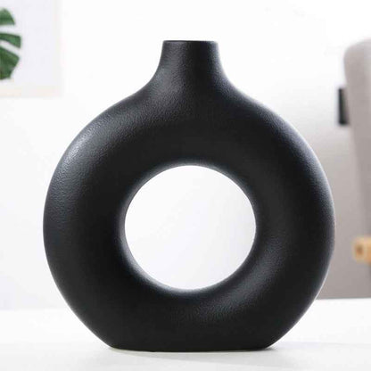 Sarah Express Frosted Porcelain Biscuit Vase - Modern Flower Arranging Device Medium Black