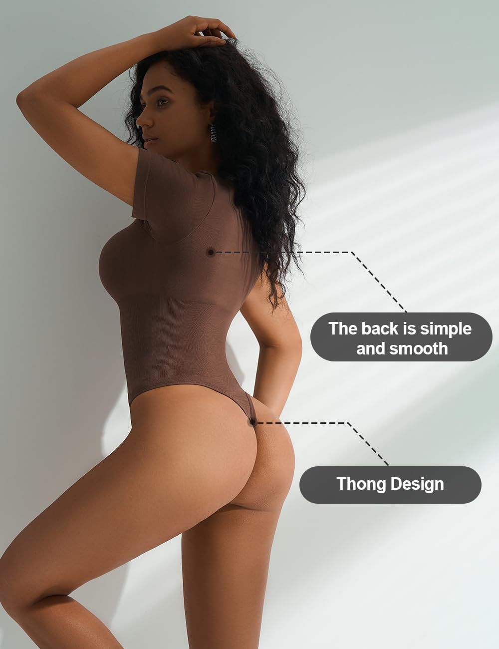 Sarah Express Women's Square Neck Cinched Waist Seamless Bodysuit - Shaping Short Sleeve Top