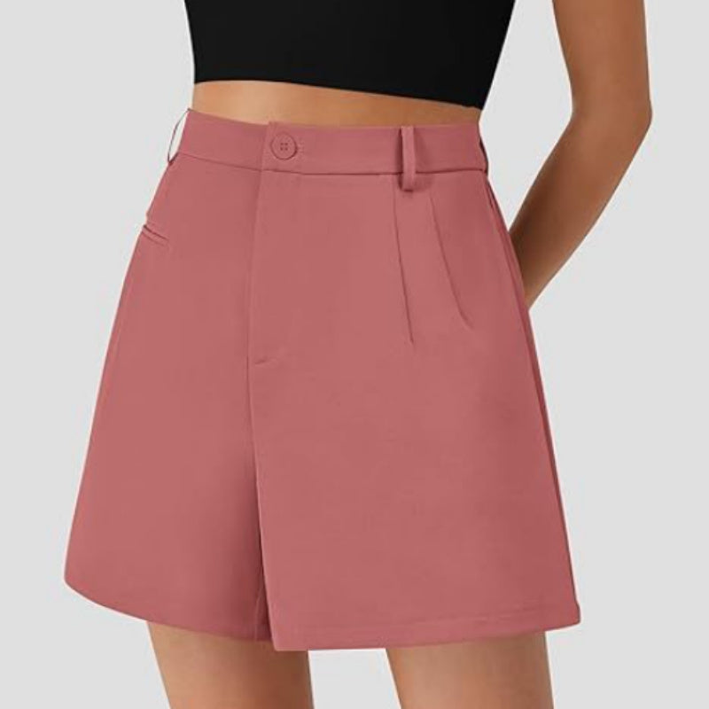 Sarah Express High Waist Wide Leg Casual Shorts Elastic Waistband Bermuda Length
