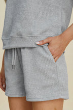 Sarah Express Women’s Plus Size Textured Top and Shorts Lounge Set

