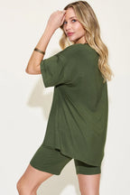 Women's Plus Size V-Neck T-Shirt & Shorts Lounge Set | Fast Shipping
