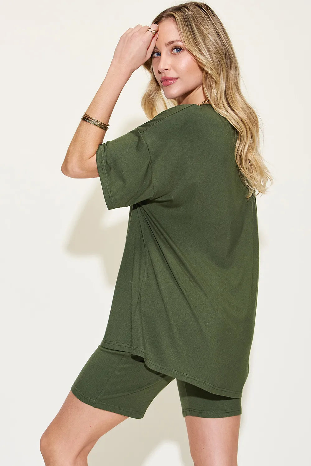 Women's Plus Size V-Neck T-Shirt & Shorts Lounge Set | Fast Shipping

