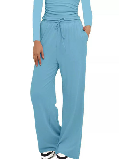 Sarah Express Women's Round Neck Long Sleeve Top and Pants Set