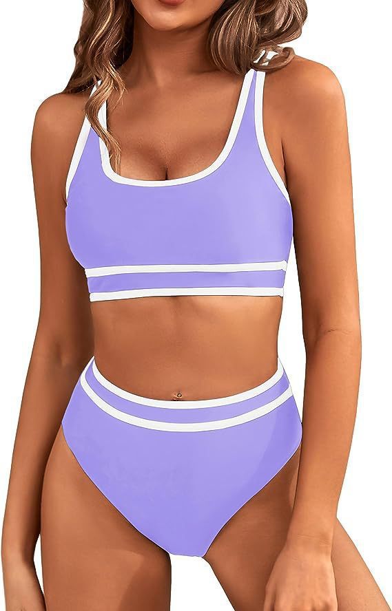 Sarah Express Women's Two-Piece Bikini Set - Tight-Fit Solid Color Swimsuit for Beach Swimming