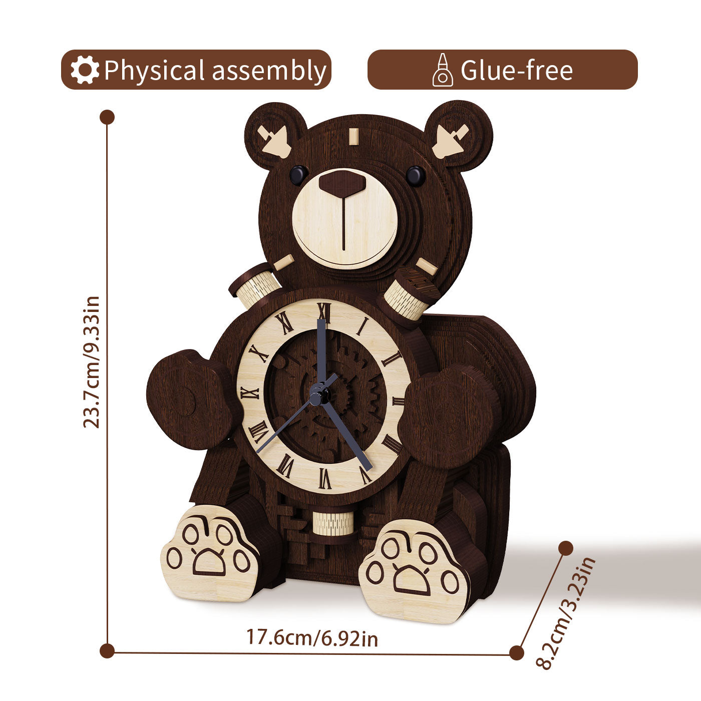 Sarah Express Cute Bear Timekeeper Clock - Decorative Desktop Timer for Home Office Bedroom