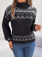 Sarah Express Women's Turtleneck Dropped Shoulder Sweater - Ribbed Knit Pullover