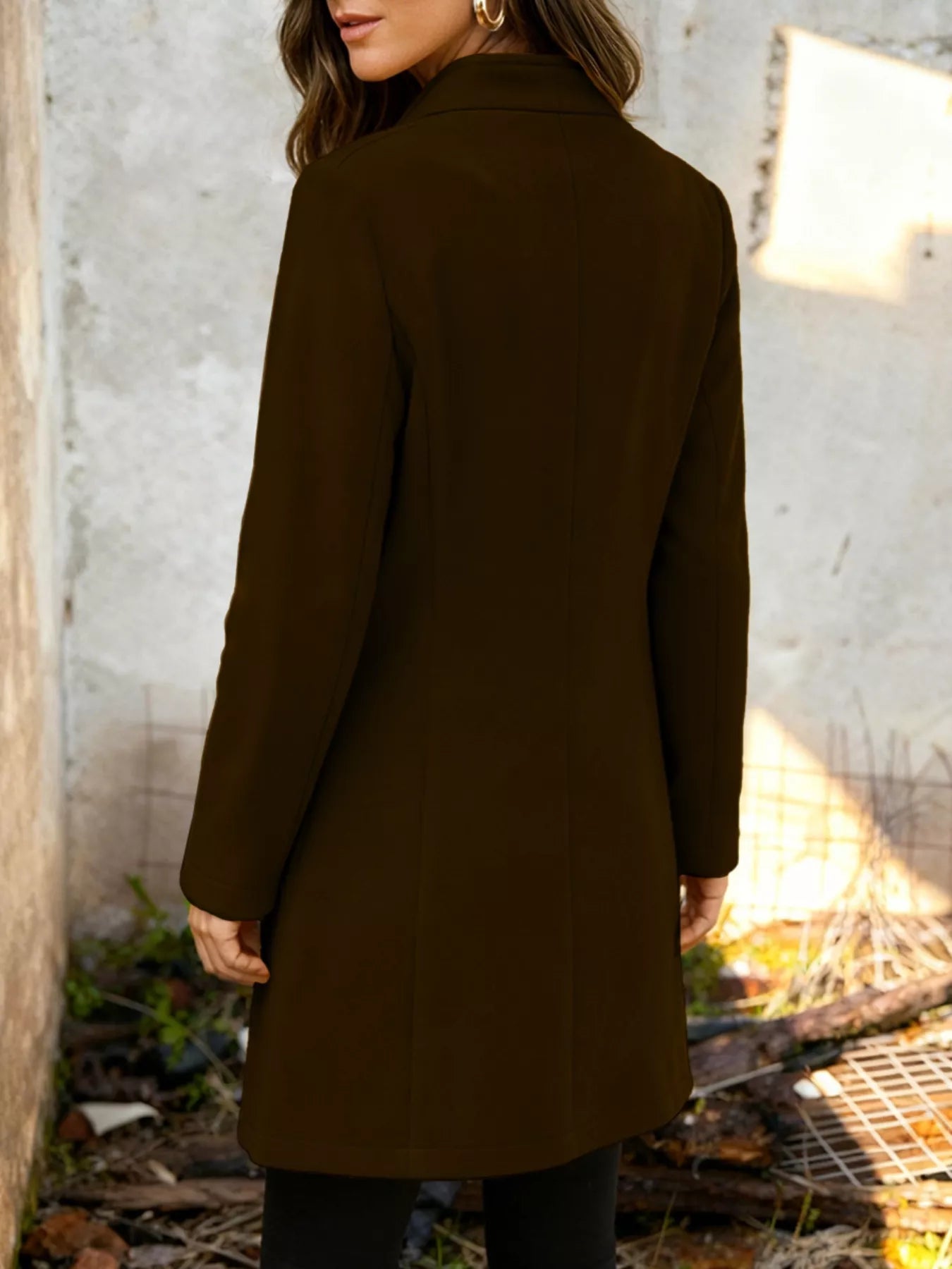 Sarah Express Women's Longline Button-Down Shirt Jacket with Pockets