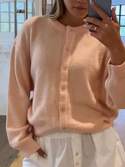 Sarah Express Women's Button-Down Knit Cardigan Pale Blush