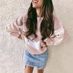 Sarah Express Tricolor Patchwork Knit Sweater Color Block Acrylic