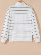 Sarah Express Women's Striped Quarter Zip Sweatshirt with Relaxed Fit