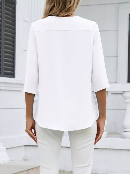 Sarah Express Women's V-Neck 3/4 Sleeve Blouse