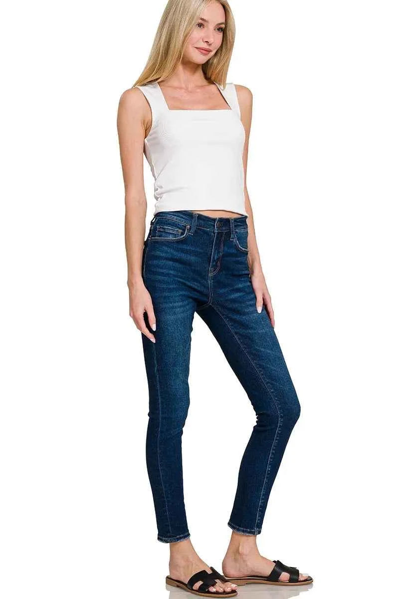 Sarah Express Women's Ribbed Seamless Double Layered Square Neck Tank Top