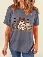 Sarah Express Women's Halloween Ghost Round Neck Casual Tee